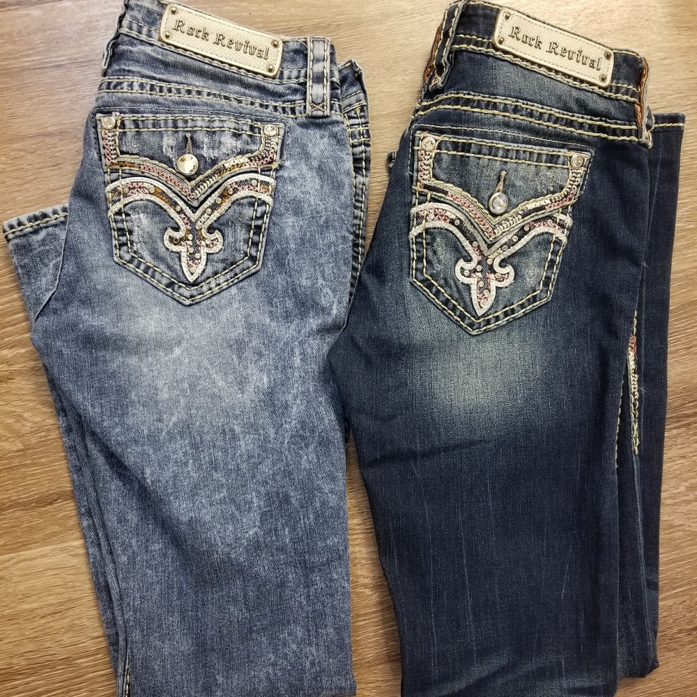 2 Pair Bundle Rock Revival "Klandi" Jeans